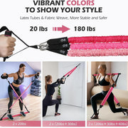 Portable Pilates Bar Kit with Resistance Bands Set 180LBS Bodybuilding Gym Fitness Stick Sports Pull Rope Workout Bar