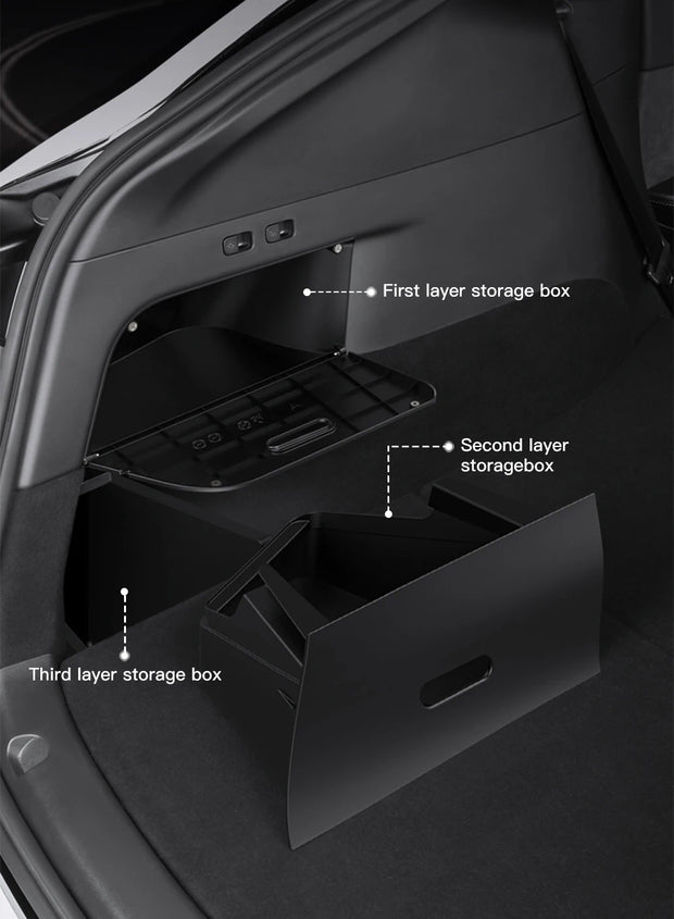 YZ For Tesla Rear 2023 Model Y Trunk Organizer Side Storage Box,Waterproof Odorless Garbage Bins Car Accessories