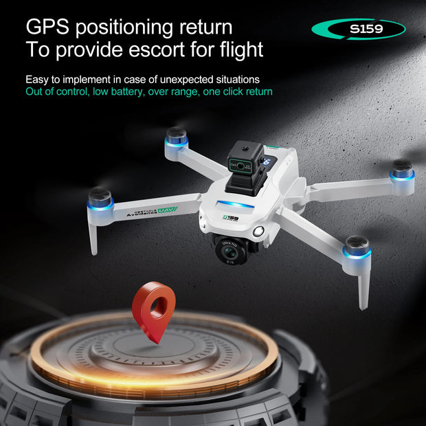 2024 S159 GPS PRO Drone 5G 8K HD Aerial Photography Dual-Camera Dron with Screen Omnidirectional Obstacle Avoidance Drone RC Toy