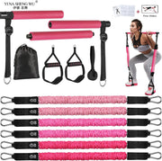 Portable Pilates Bar Kit with Resistance Bands Set 180LBS Bodybuilding Gym Fitness Stick Sports Pull Rope Workout Bar