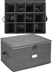 Stemware Storage Box, China Storage Containers Chest Boxes for 12 Wine Glass Case with Hard Shell Box with Divider for Champagne