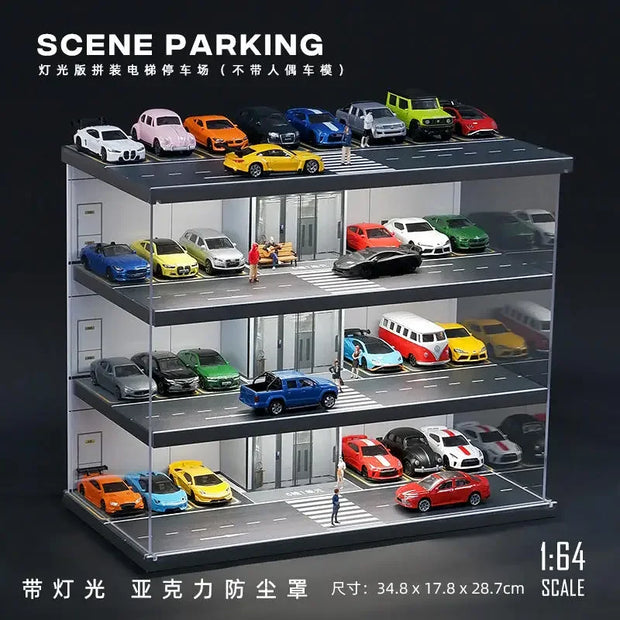 Collector 1/64 Parking Lot Toy Car Model Storage Rack Display Cabinet Kids Room Decor Xmas Gift Toys for Baby Boys Girls